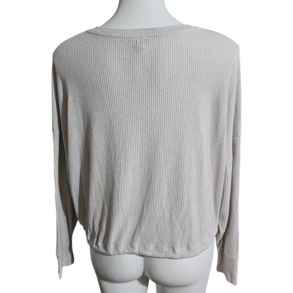 Express Factory Ribbed Drawstring hem top Sand Size M - Picture 3 of 10
